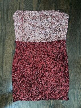 NWT Idem Ditto Sparkling Two Tone Color Block Sequin Stretchy Mini Dress